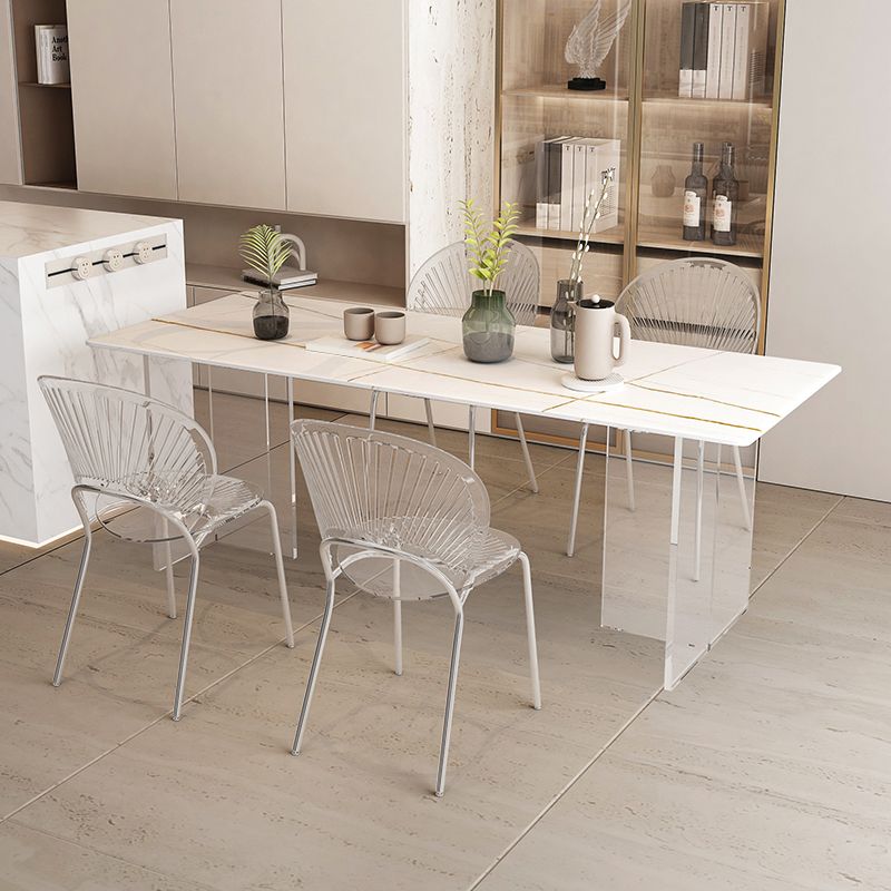 Modern Table in White for Restaurant Rectangle Table with Acrylic Base