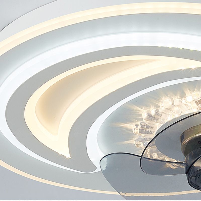 Schlafzimmer LED -Lüfterlampenlampe minimalistische weiße Halbflush -Licht mit kreisförmiger Acrylschatten