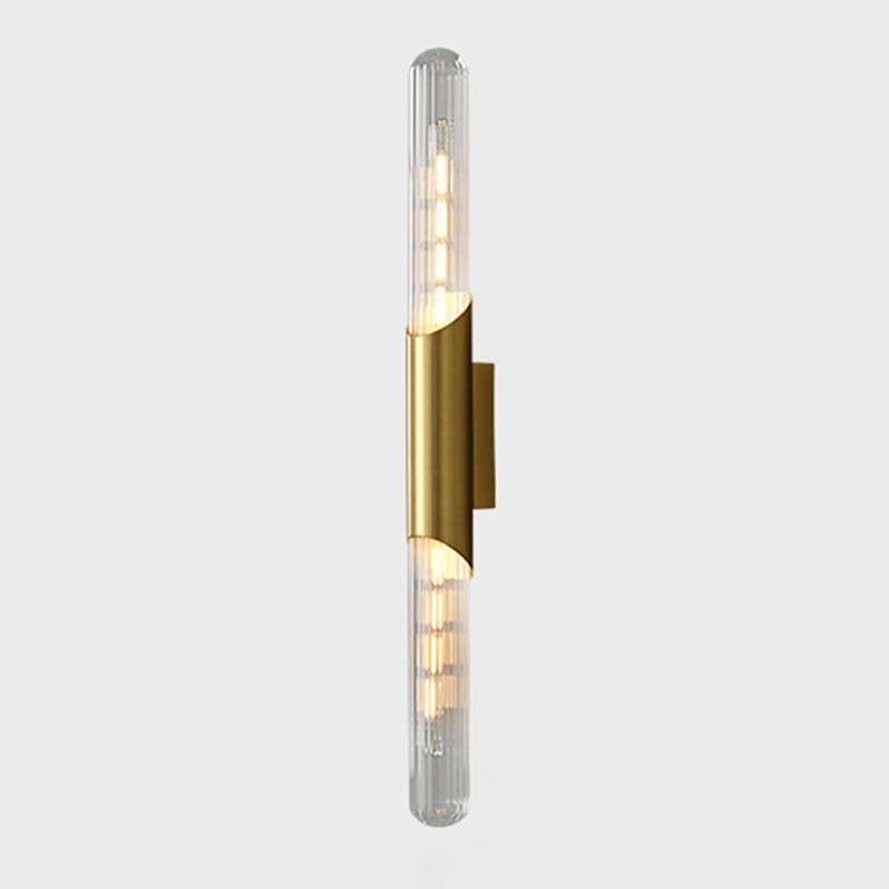 Solid Brass Wall Mounted Sconce in Black / Gold Finish Glass Tube Shade Wall Light