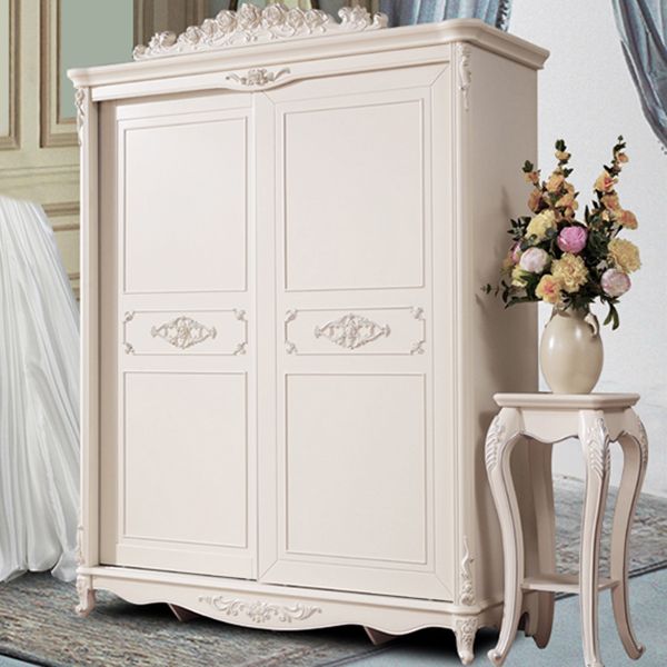 Modern Style White Wardrobe Cabinet Wood Clothes Rail Wardrobe Armoire