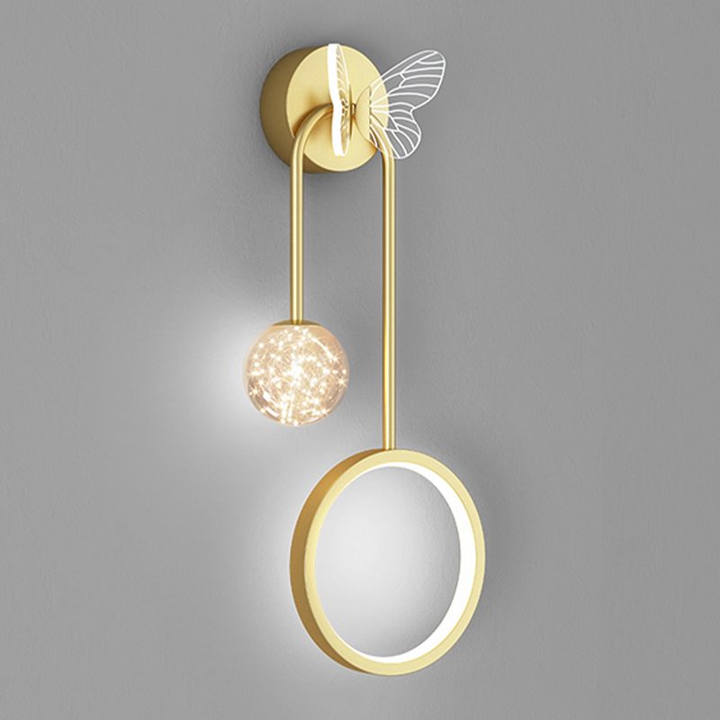 Light Luxury Iron Wall Light Geometry LED Wall Lamp with Glass Shade for Bedroom