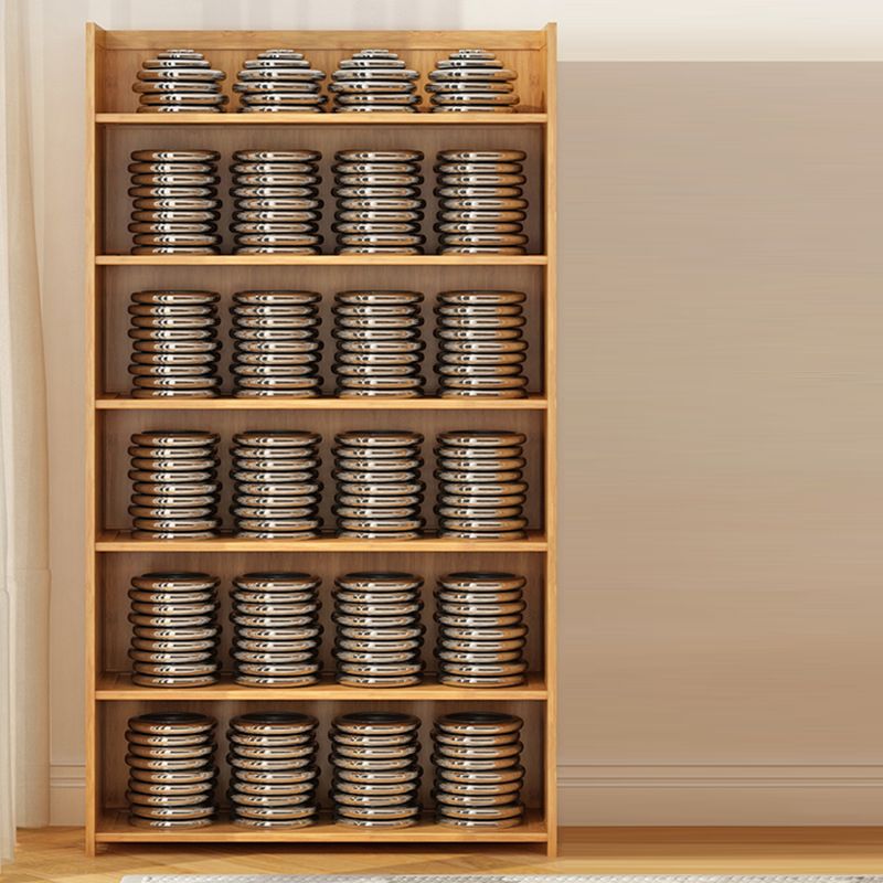 Modern Vertical Wood Book Shelf Brown Closed Back Shelf Bookcase for Study Room