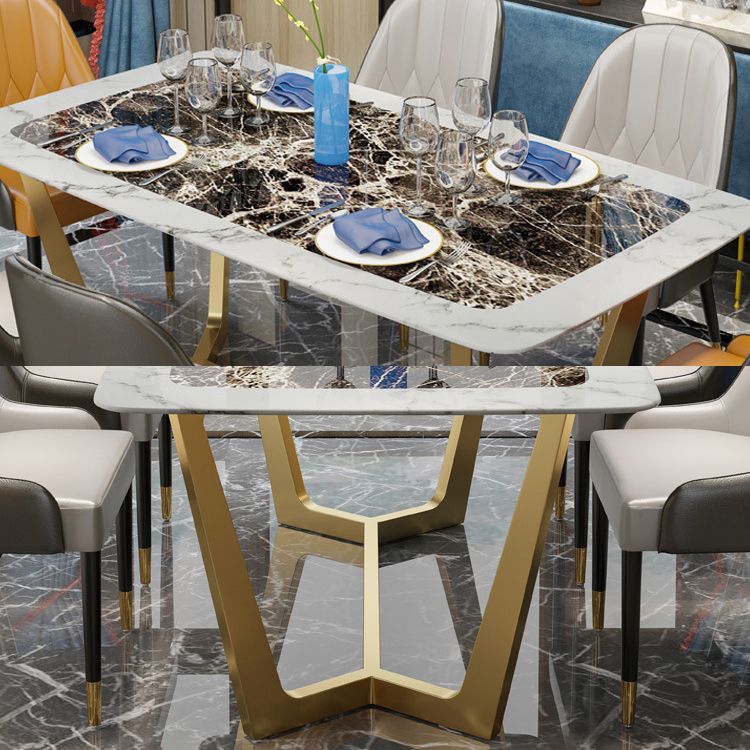 Metal Mesa Top de mármol rectangular de lujo de metal con base de caballete