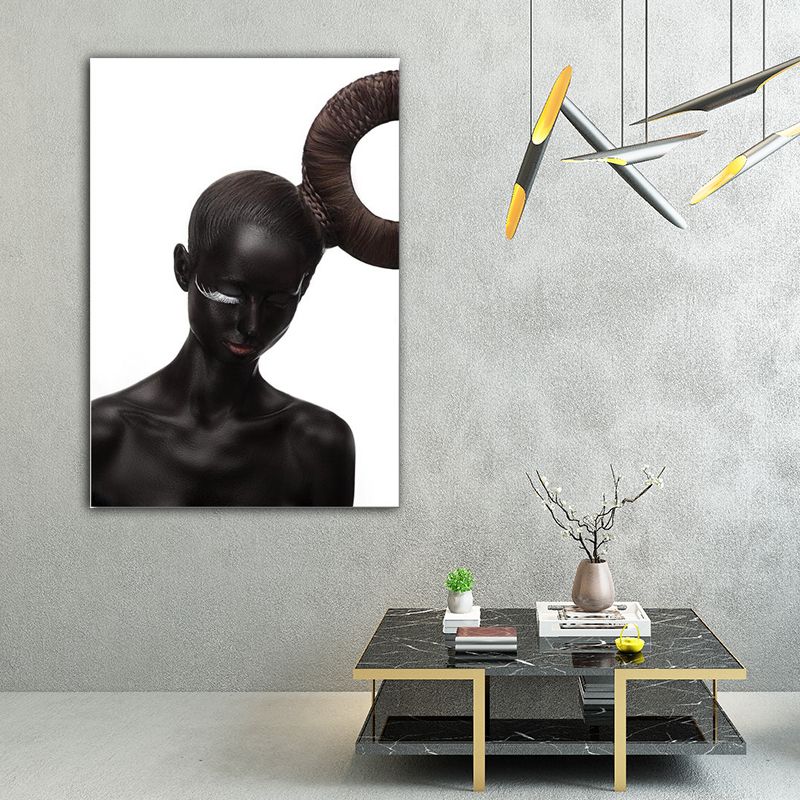 Model Canvas Print Modern Novelty Fashion Figure Wall Art in Dark Color for Home