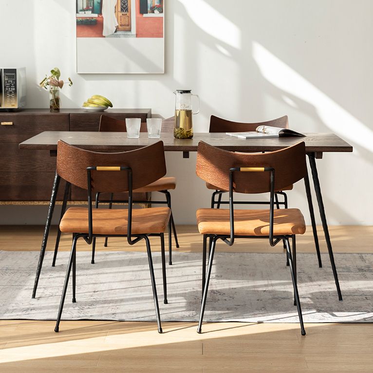 Glam Style Oak Wood Dining Table 4 Legs Table for Living Room
