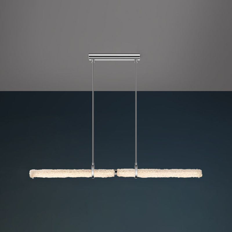 Light Luxury Glass Hanging Lamp Cylinder Shape Island Light Fixture for Dining Table