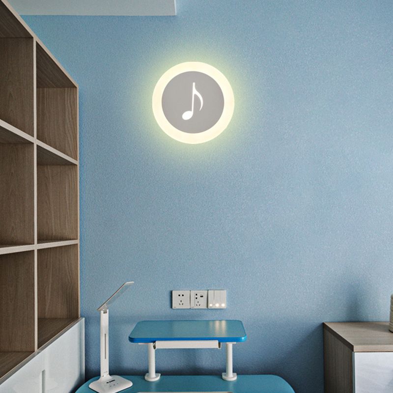 1-Light Geometric Wall Mount Light Modern Style Metal Wall Lighting Ideas in White