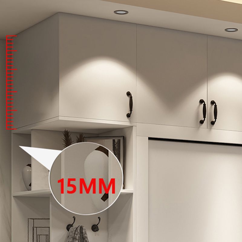 Contemporary White Wardrobe Armoire Engineered Wood Wardrobe with Sliding Door