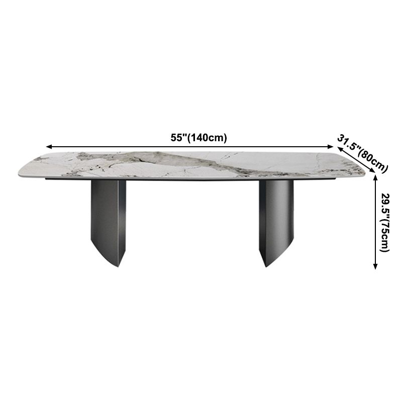 Mesa rectangular de lujo tradicional de metal, mesa de comedor de piedra sinterizada para comedor