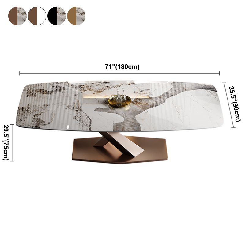 Tavolo da pranzo rettangolo di pietra sinterizzato glam tavolo da pranzo standard da cucina con base di piedistallo