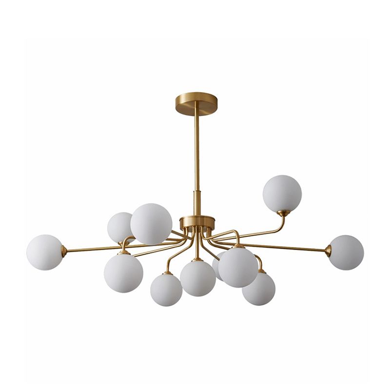 Modern Simplicity Sputnik Pendant Chandelier Opal Glass Hanging Light Fixture for Living Room