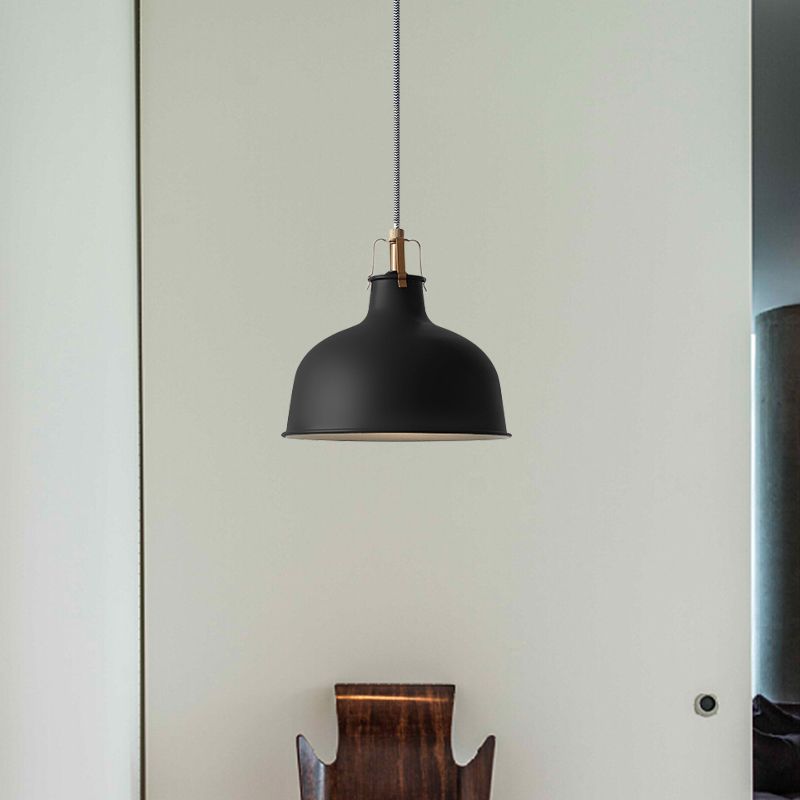 8.5"/13" Wide 1 Head Ceiling Pendant with Dome Shade Metallic Minimalism Living Room Pendant Ceiling Light in Black/White