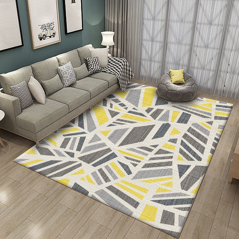 Scandinavian Living Room Rug Multi Color Geometric Print Indoor Rug Synthetics Non-Slip Pet Friendly Area Carpet
