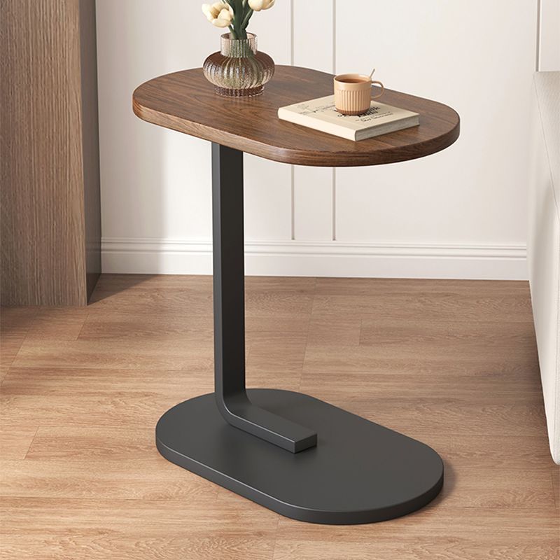 24.8" Tall C-shape End Table Wooden Accent Side Table for Living Room