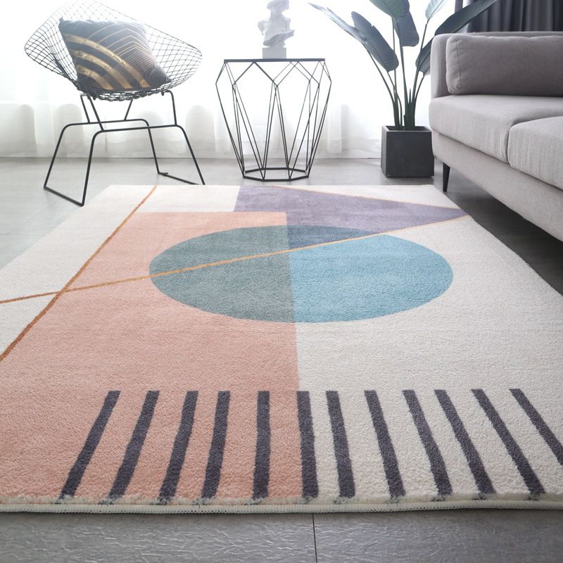 Lichtroze modern tapijten polyester kleur klontdapje niet-slip achterste tapijt voor woningdecoratie