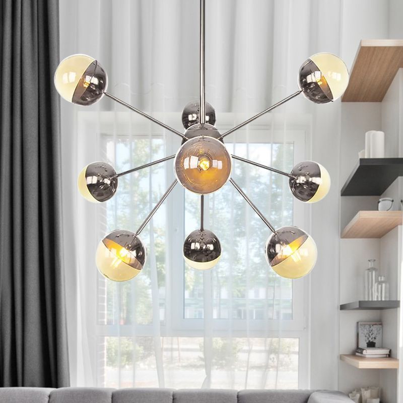 Semi-encastré Globe pour salle à manger, verre blanc/transparent/gris fumée, 9/12/15 lumières, luminaire semi-encastré contemporain en cuivre/chrome/or