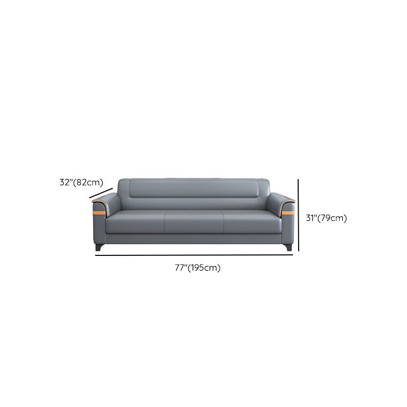 32" Wide Contemporary Sofa Leather Gray Seating for Living Room