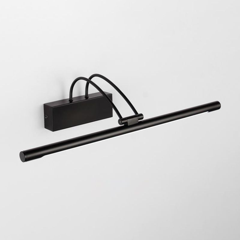 Metal Linear Shade Wall Sconce Modern Style 1 Light Mirror Wall Mount Lighting in Black