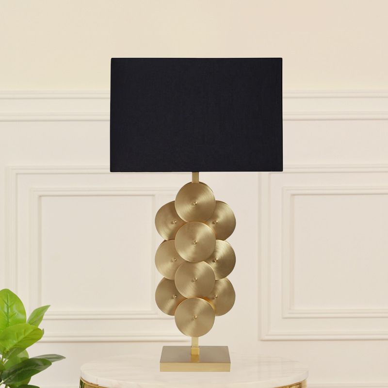 1 Bulb Rectangle Nightstand Lamp Contemporary Fabric Reading Book Light in Black