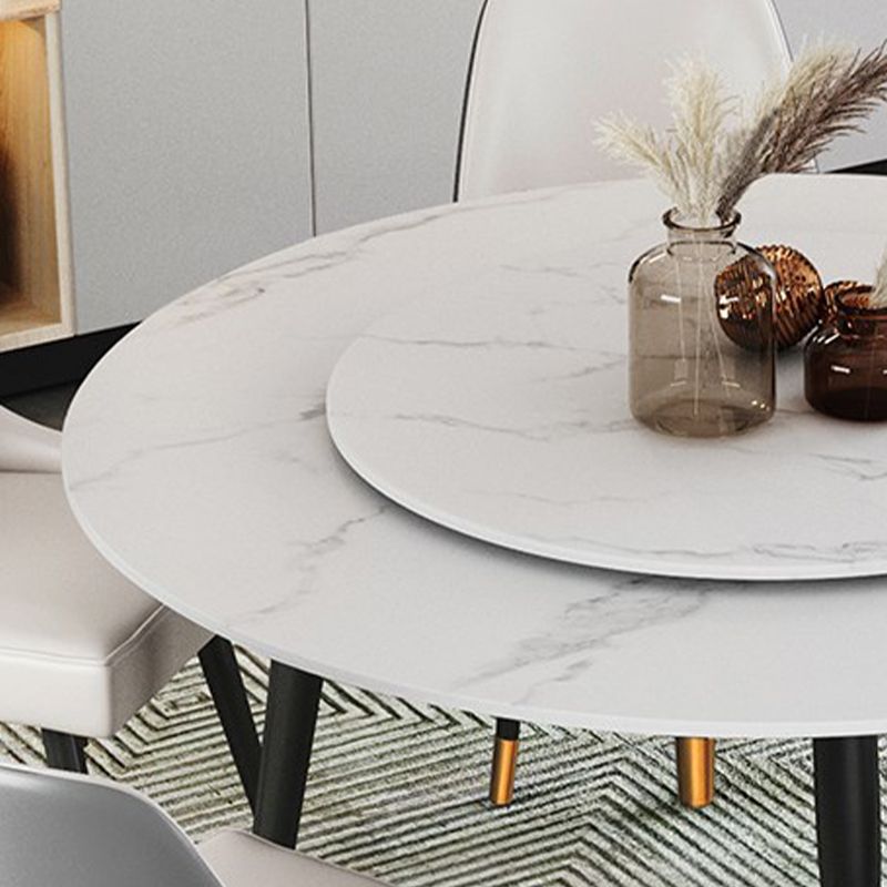 Round Metal 4 Legs Dining Table Black Frame Traditional Luxury Dining Table