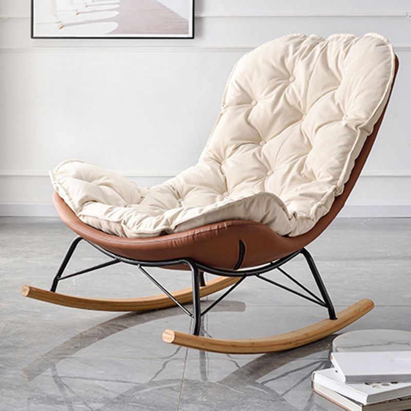 Suede Rocking Chair Contemporary Rocker Chair with Removable Cushions