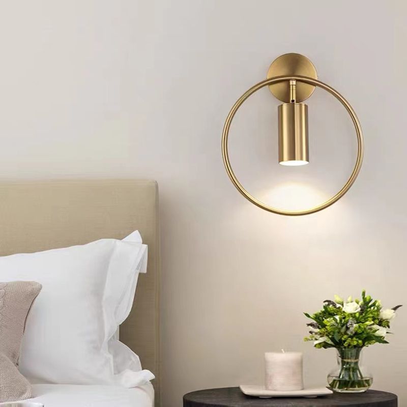 Modernism Single Golden/Black Wall Mounted Sconce Metal Shaded Wall Light