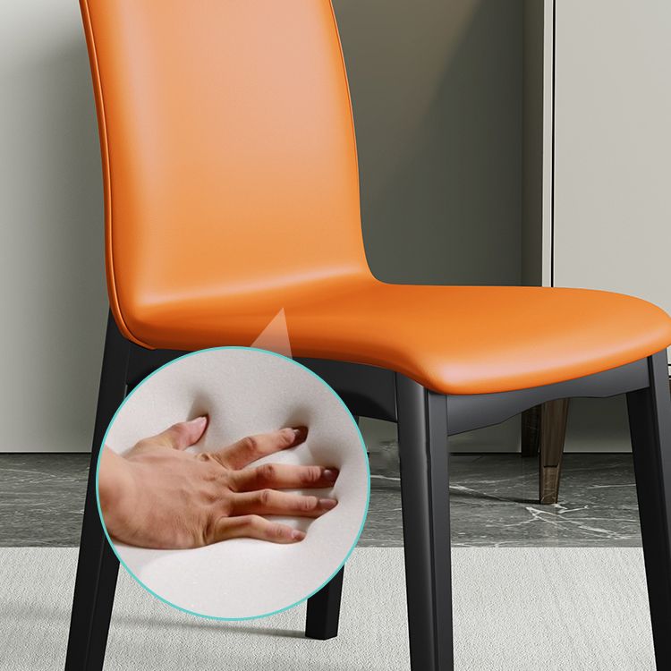 Industrial Restaurant Leather Side Chair Matte Finish Solid Back Dining Chair