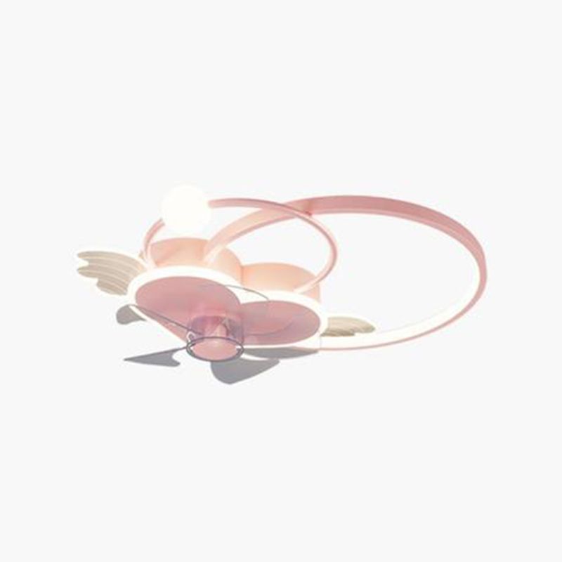 Polish Finish LED Ceiling Fan 7-Blade Children Fan with Light for Home