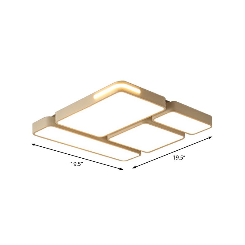 Simple Rectangle Ceiling Mount Light Acrylic Slim LED Ceiling Lamp in Black and White/White for Study Room