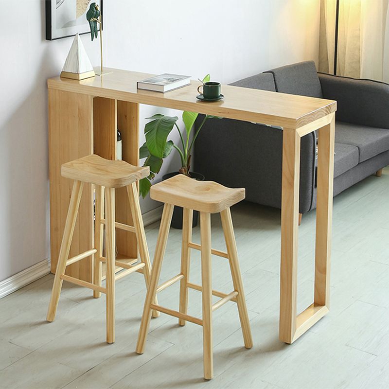 Double Pedestal Bar Table Set 2/3 Pcs Solid Wood Bar Table and Backless Stools