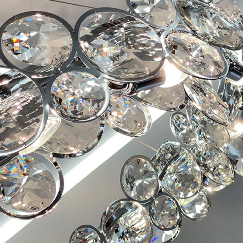 Post Modern Style Crystal Island Light Clear Simplicity Hanging Light for Dining Room