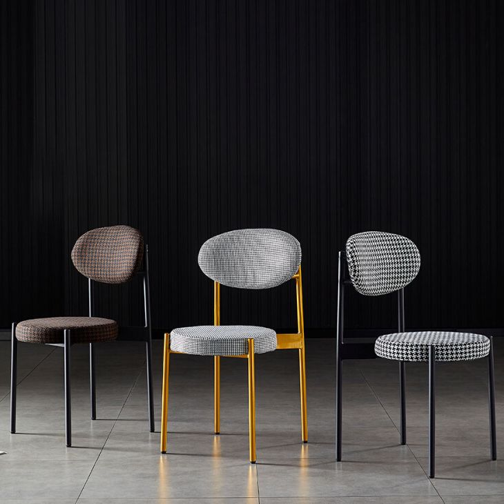 Silla de comedor de cocina estilo Glam, sillas laterales sin brazos de comedor de metal