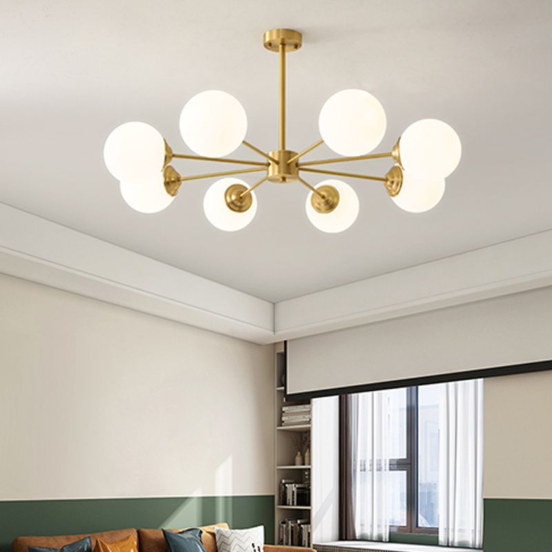 Globe Glass Modernistische kroonluchter Gold Sputnik hanglamp voor woonkamer