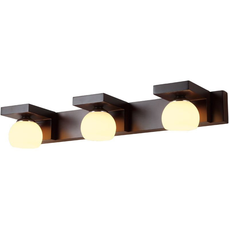 Walnut Brown Mirror Cabinet Wall Sconce Down Lighting Vanity Fixtures for Bathroom