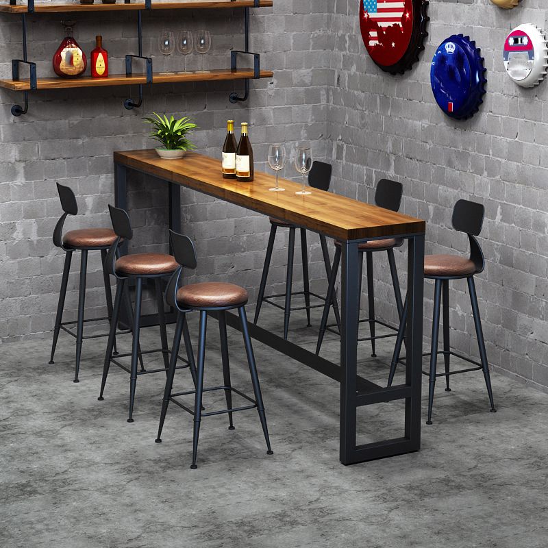 Industrial Wood Bar Table Set 1/2/7 Pieces Rectangular Counter Set for Home Use