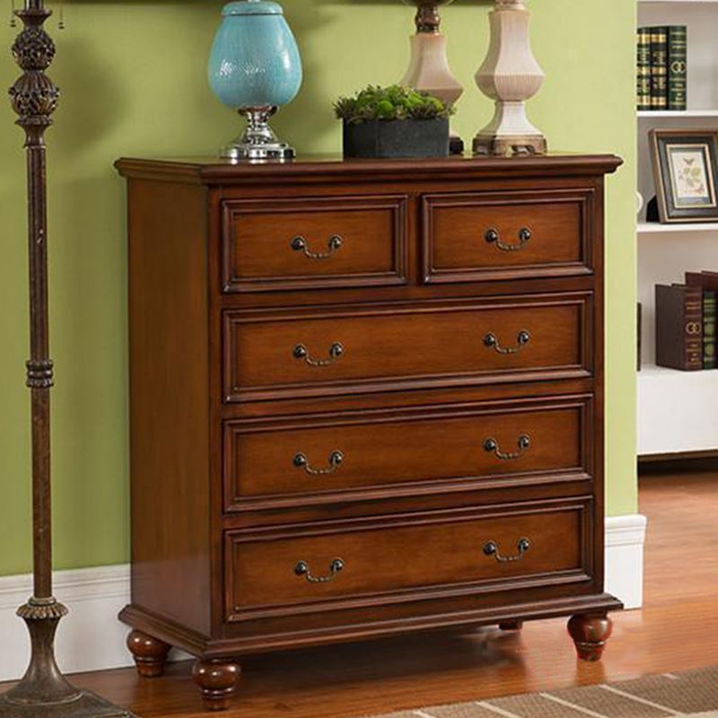 Traditional Storage Chest Solid Wood Storage Chest Dresser with 5 Drawers