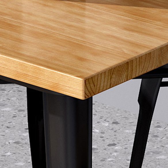 Industrial Style Solid Wood Dining Set with Fixed Table and 4 Legs Base for Home Use