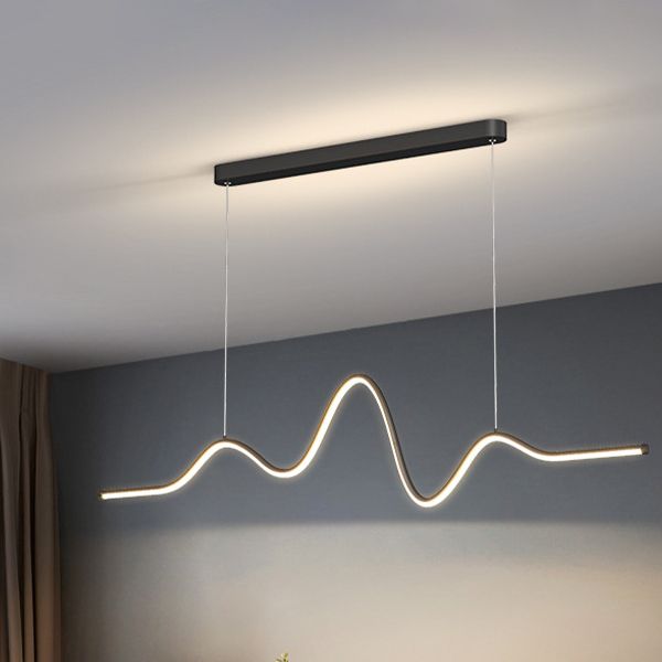 Modern Minimalist Acrylic Island Light Linear 1-Light Hanging Lamp for Dining Room