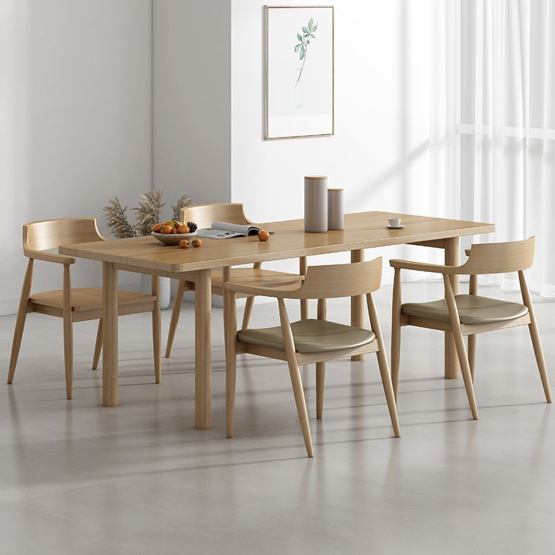 Contemporary Solid Wood Dining Table Natural Rectangle Table with 4 Legs