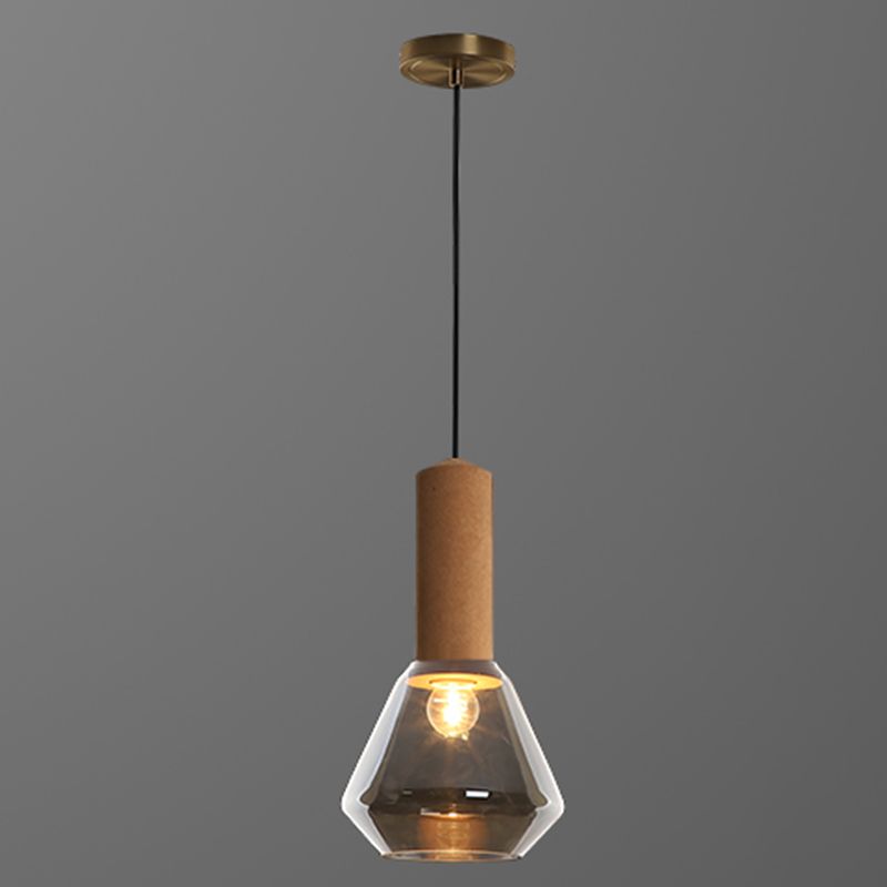 Verre Postmodern Pendant Light 1-Light Copper suspendu plafonnier pour chambre à coucher