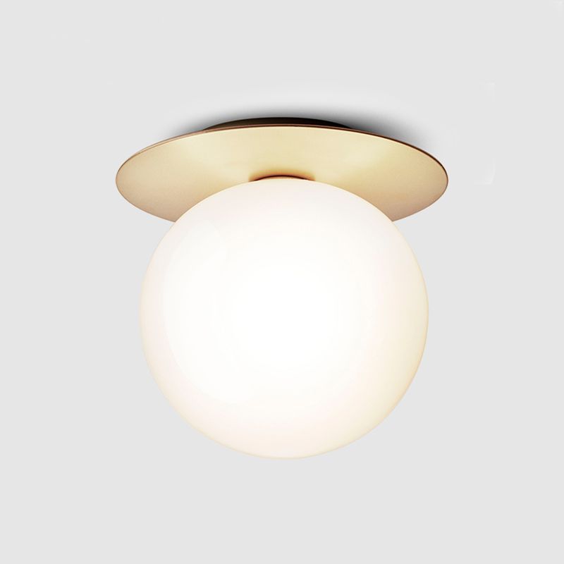 Lámpara de techo de cristal Globe, montaje empotrado de hierro forjado de estilo moderno y conciso para pasillo