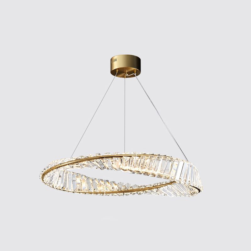 Postmodern Simplicity Round Hanging Chandelier Pendant Light Crystal Ceiling Lights Fixture for Restaurant