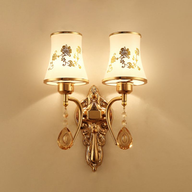 Modern Simple Style Round Disc Shade Wall Sconce Metal 2 Lights Sconces in Gold Finish