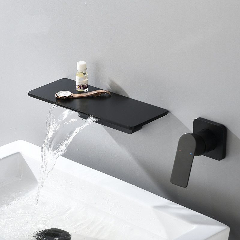 Single Lever Handle Bathroom Faucet 2 Holes Wall-Mounted Waterfall Spout Sink Faucet