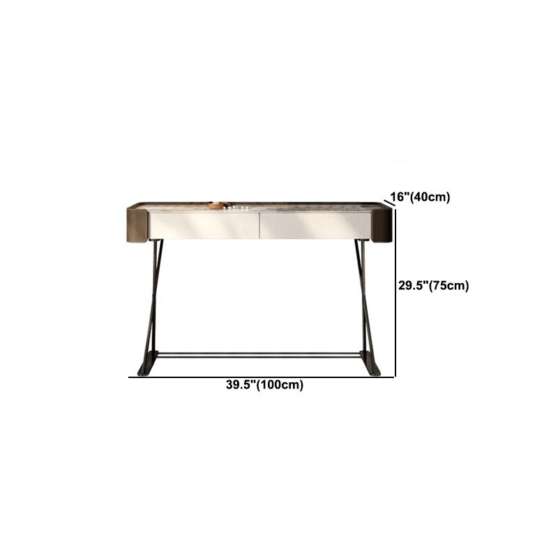 Glam 2-Drawer Vanity Table and Stool Set Slate Top Vanity Dressing Table Set