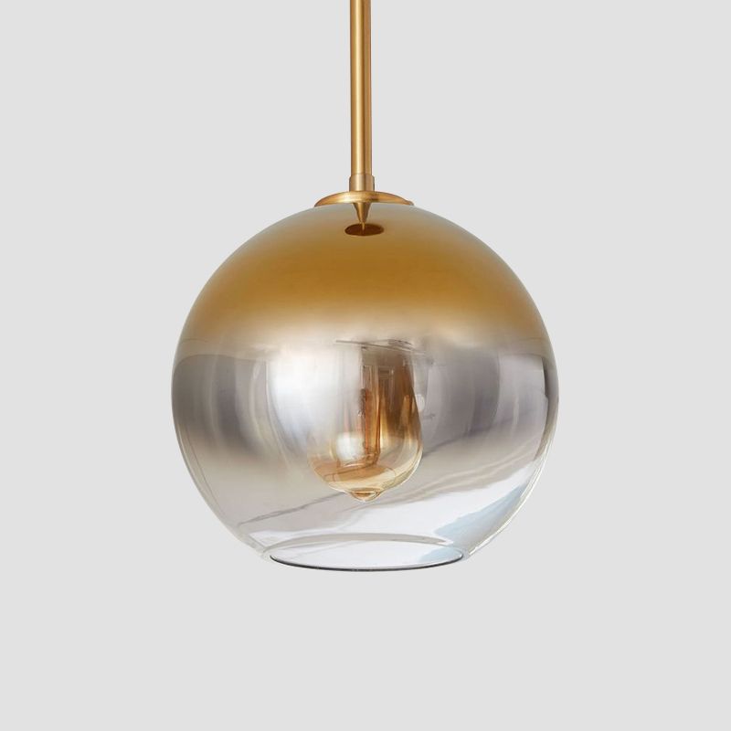 Globe Fading Glass Hanging Lighting Contemporary 1-Light Gold Pendant Light Fixture for Bedroom