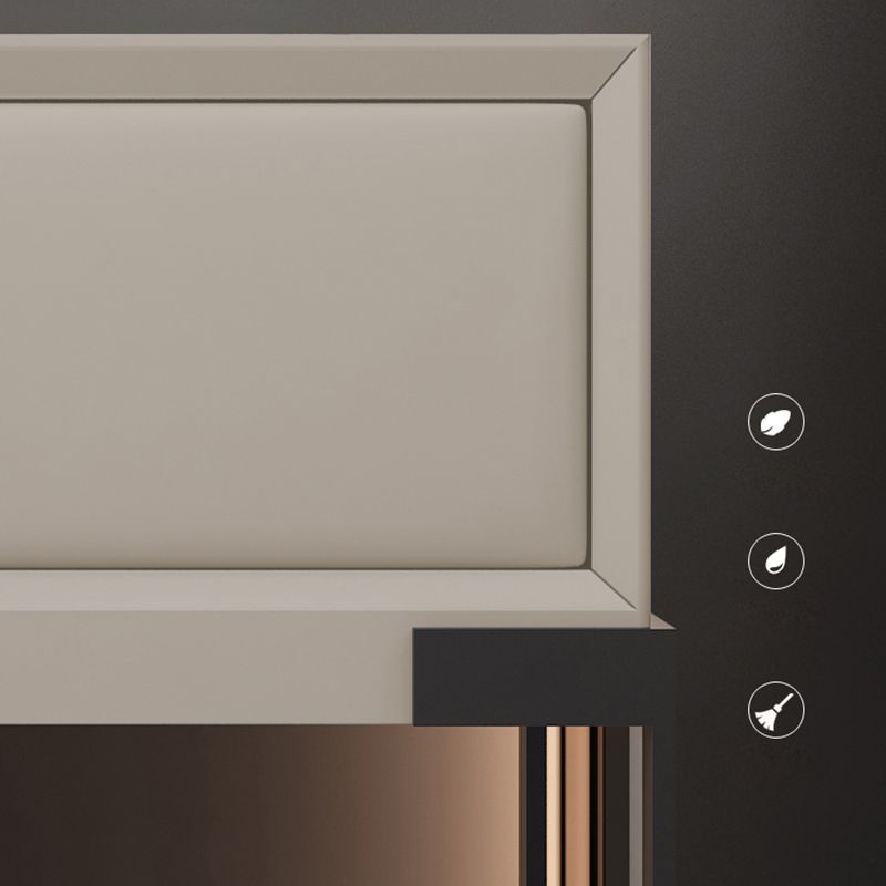 Leather Sled Nightstand 20" Tall Leather Night Table with 1 Drawer