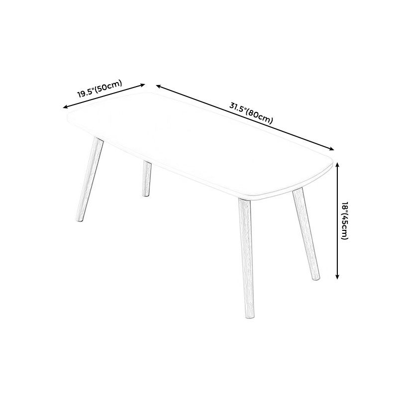 4 Legs Coffee Table Geometric Wood Cocktail Table in White and Natural