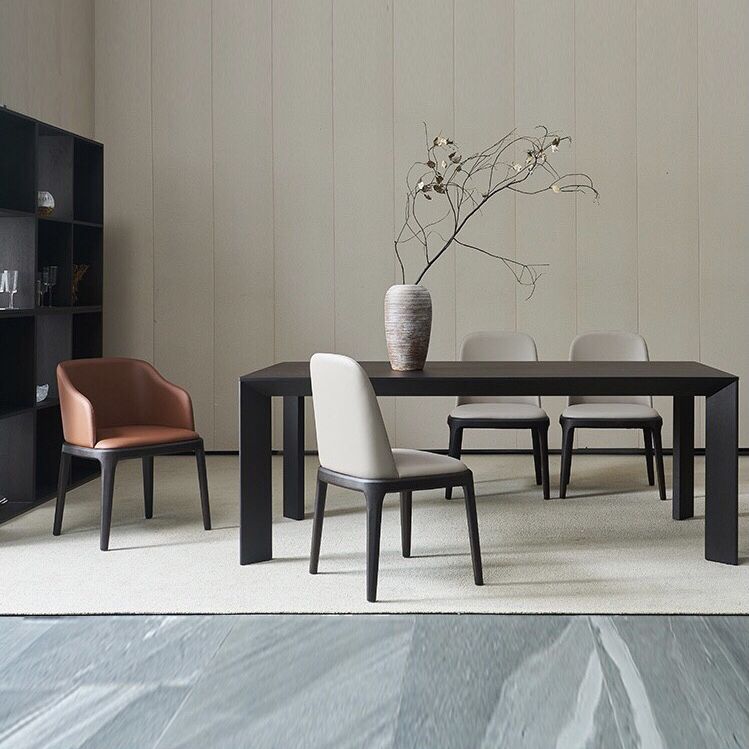 Modern Pine Wood Table for Restaurant Rectangle Black Dining Table with 4 Legs