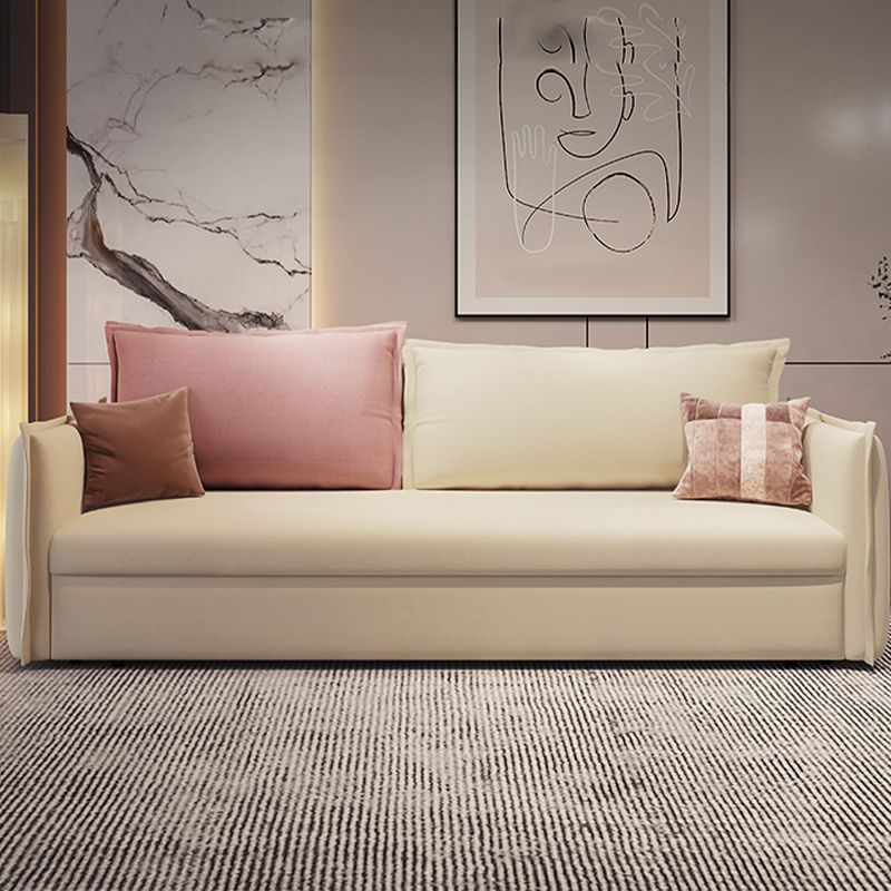 White and Pink Convertible Settee Loveseat Square Arm Standard Bed Settee